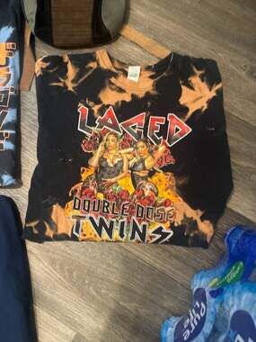 Double Dose Twins Laced Acid Wash Graphic Bootleg Rap Tee
